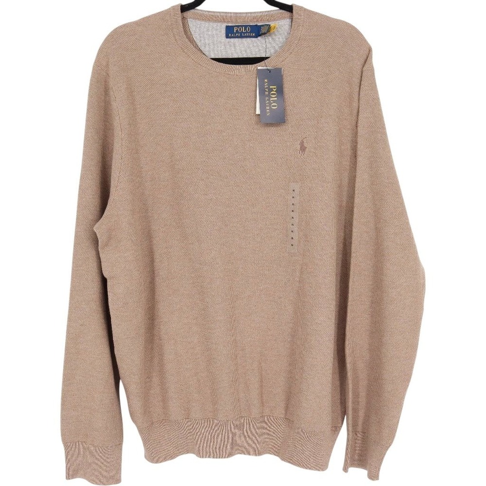 Polo Ralph Lauren Men's Classic Brown Knit Crewneck Sweater Size XL Preppy NWT